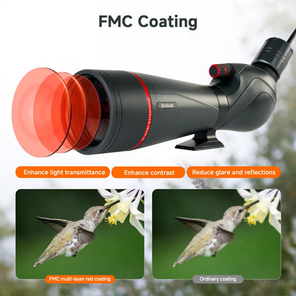 SVBONY SV406 20-60x80 Spotting Scope with Tripod,Equipped with SC001 WIFI Camera for Digiscoping, BAK4 Prism HD Spotter Scope,Waterproof & Fogproof Spotting Scopes for Wildlife Observing Bird Watching