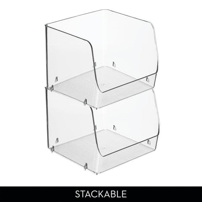 iDesign Open-Front Storage Bin - All-Purpose Bin for Kitchen, Bathroom, or Office - Clear - Made in USA