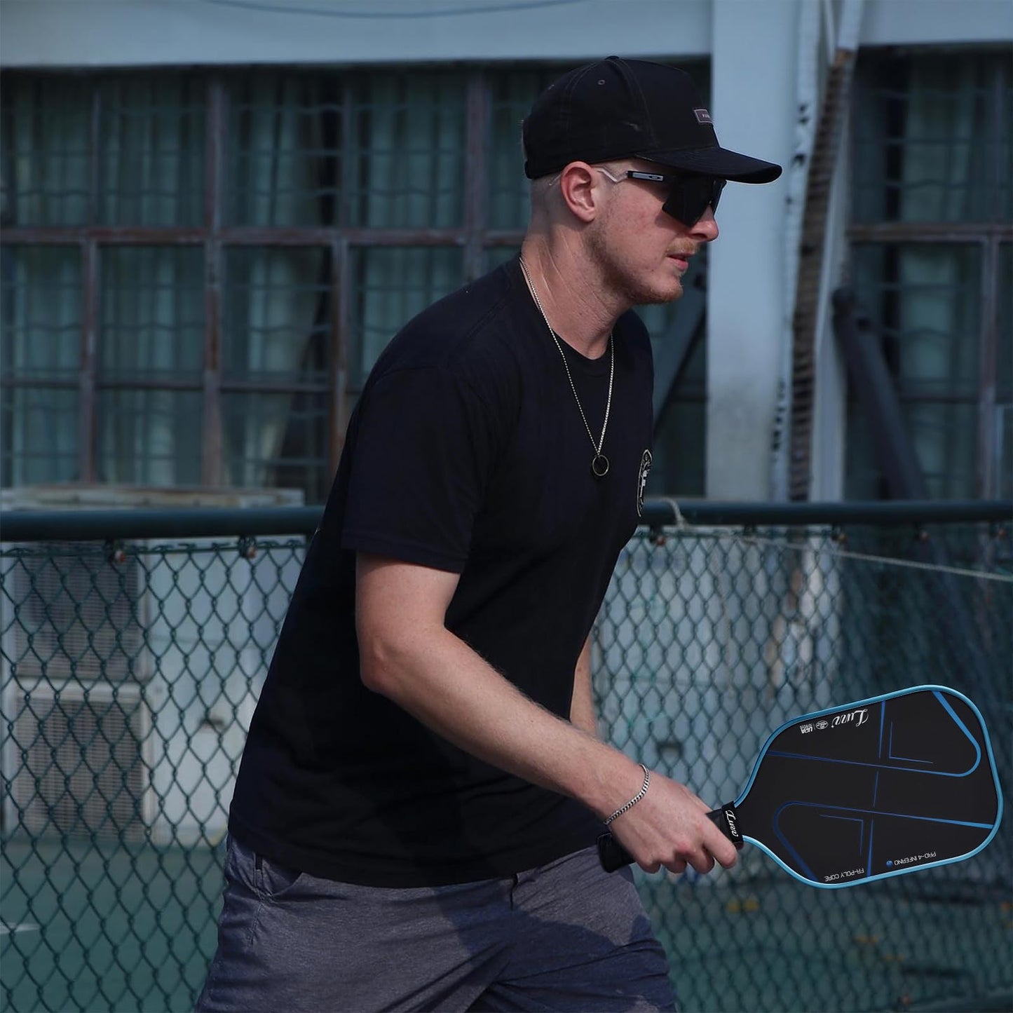 Luzz Pickleball Paddle, Thermoformed Blue Blaze Inferno 3D Grooved Carbon Fiber Pickleball Paddles Microporous Polymer Core Exceptional Spin and Power 16mm Composite Pickle Ball Rackets for Players