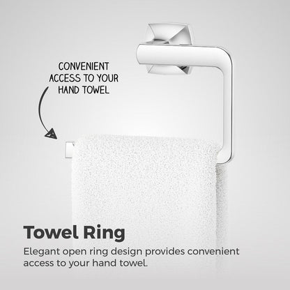 Pfister Vaneri Towel Ring, Hand Towel Holder for Bathroom, Wall-Mounted, Screw-in, Polished Chrome Finish, BRBVRI0C