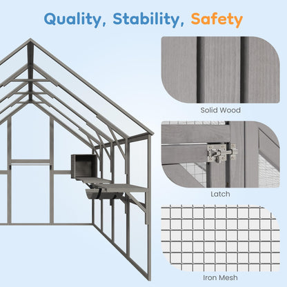 Fansafurn Extra Large Catio – Walk-in Outdoor Cat Enclosure for Multiple Cats, 110" Multi-Level Wood Cat Patio Playpen with Weatherproof Roof, Bridges, Condos and Door Access