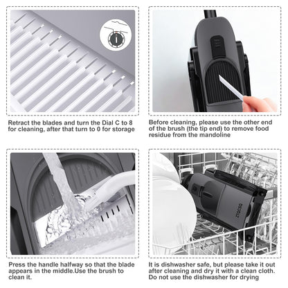 Safe Mandoline Slicer for Kitchen, Adjustable Thickness 0.1-8 mm, Professional Vegetable Slicer, Potato Slicer, Food Chopper French Fry Cutte, Mandolin, Chopping Artifact Fast Veggie (Black Knight)