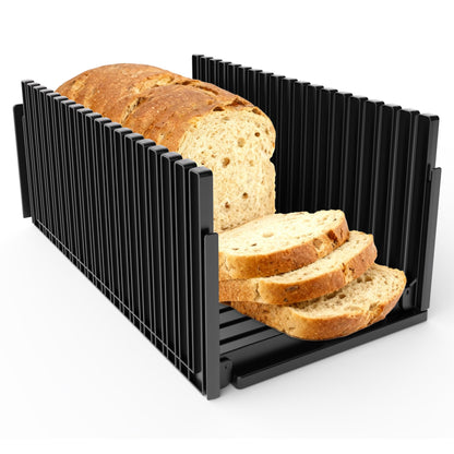 Bread Slicer for Homemade Bread,Adjustable Thickness Slicing Guide,Foldable Portable Bread Cutter Suitability for Homemade Breads,Bagel,Cakes-Kitchen Gadget,Baking Tool & Gift for Mother Father(Black)