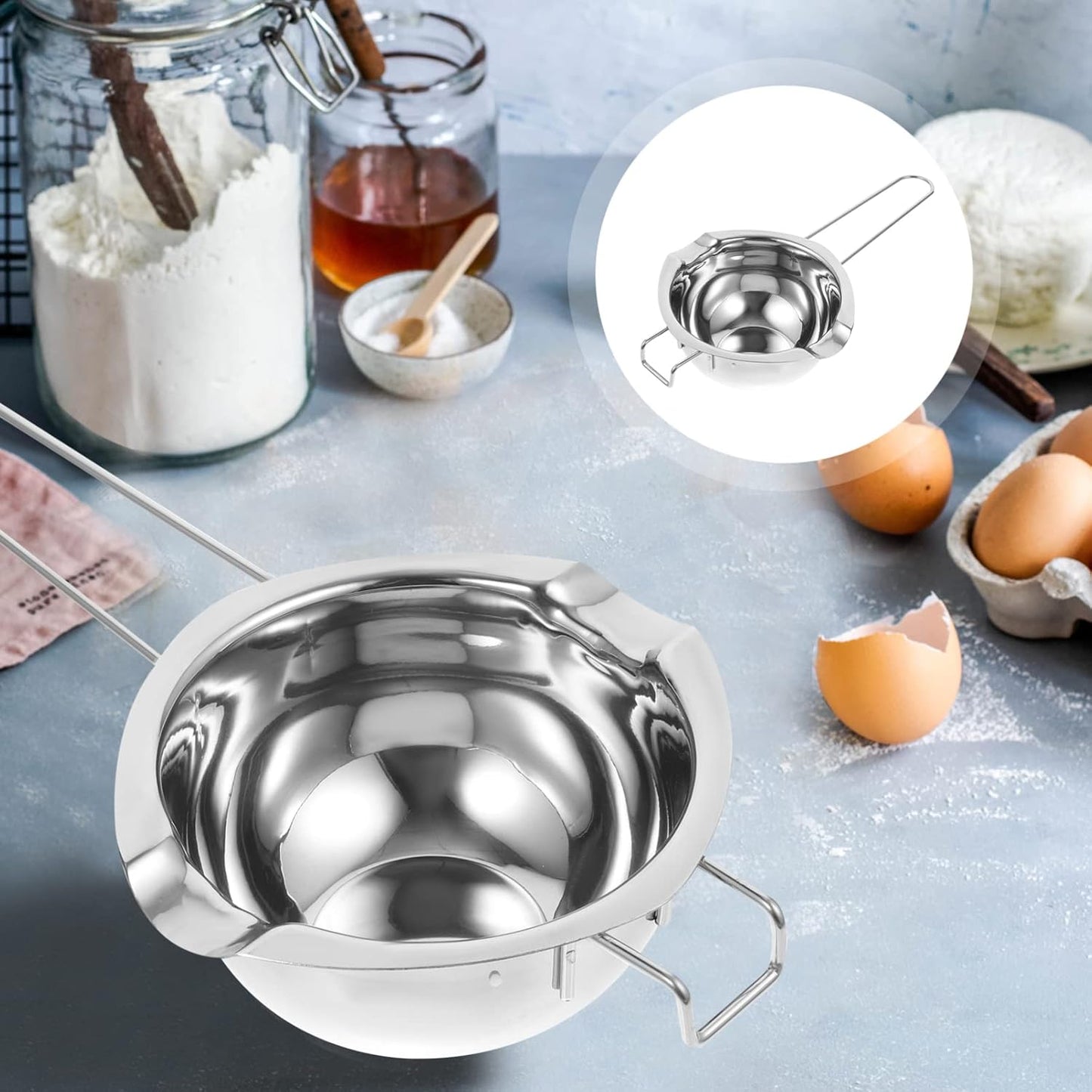 Hemoton Stainless Steel Double Boiler Pot, Melting Pot for Chocolate, Baking Pan for Butter, Candy, Cheese, Candle Soap