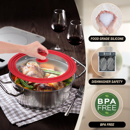 Universal Lids for Pots, Pans and Skillets Fits 7",8",9",10",11",12" Cookware, Replacement Pan Lid with Tempered Glass and Heat-Resistant Silicone Edge,Durable Frying Pan Cover