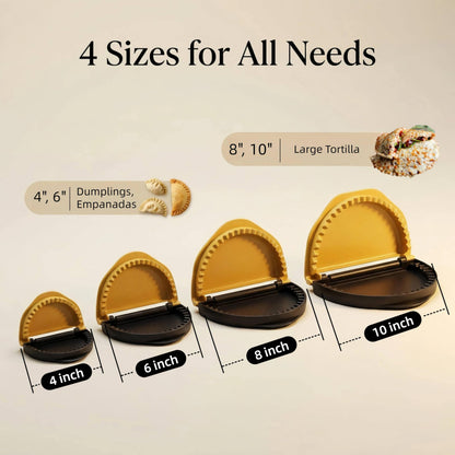 4-in-1 Empanada Maker Press Set (4/6/8/10 Inch), BPA Free Nestable Empanada Mold, Dishwasher Safe Dumpling Maker, Tortilla Sealer & Crimper & Pierogi Maker for Easy Homemade Pastries
