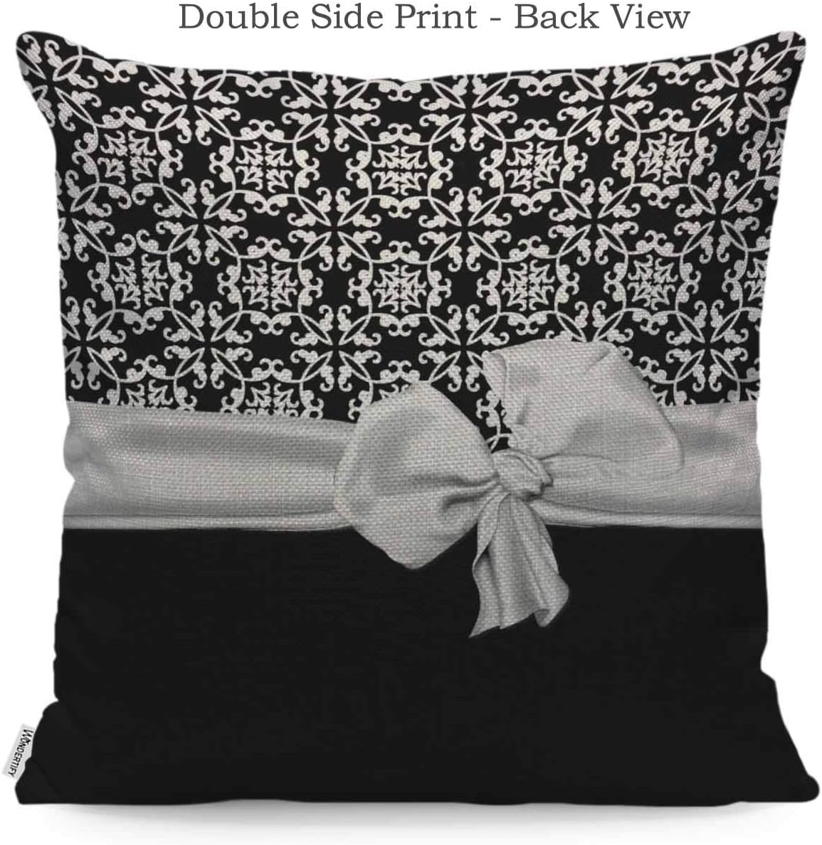 WONDERTIFY Stylish Black and White Euro Flower Pattern Throw Pillow Case Cover, Soft Linen 18x18 Inch for Decorative