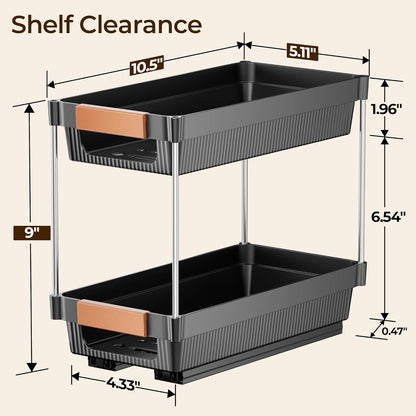 2 Pack 2 Need:12.5'' 11'' 5.5'' Delamu Pull Out Spice Rack Organizer for Cabinet, Tier Slide Out Spice Organization