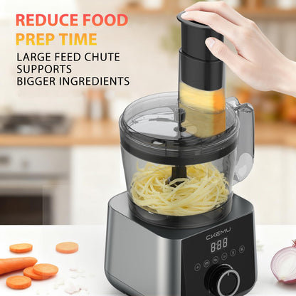 12 Cup Smart Food Processor, Electric Food Chopper Slicer with French-Fry Slicing Shredding Chopping Kneading Cutter, For Meat, Vegetable, Fries, Cheese, Meat & Veggie Prep, Puree