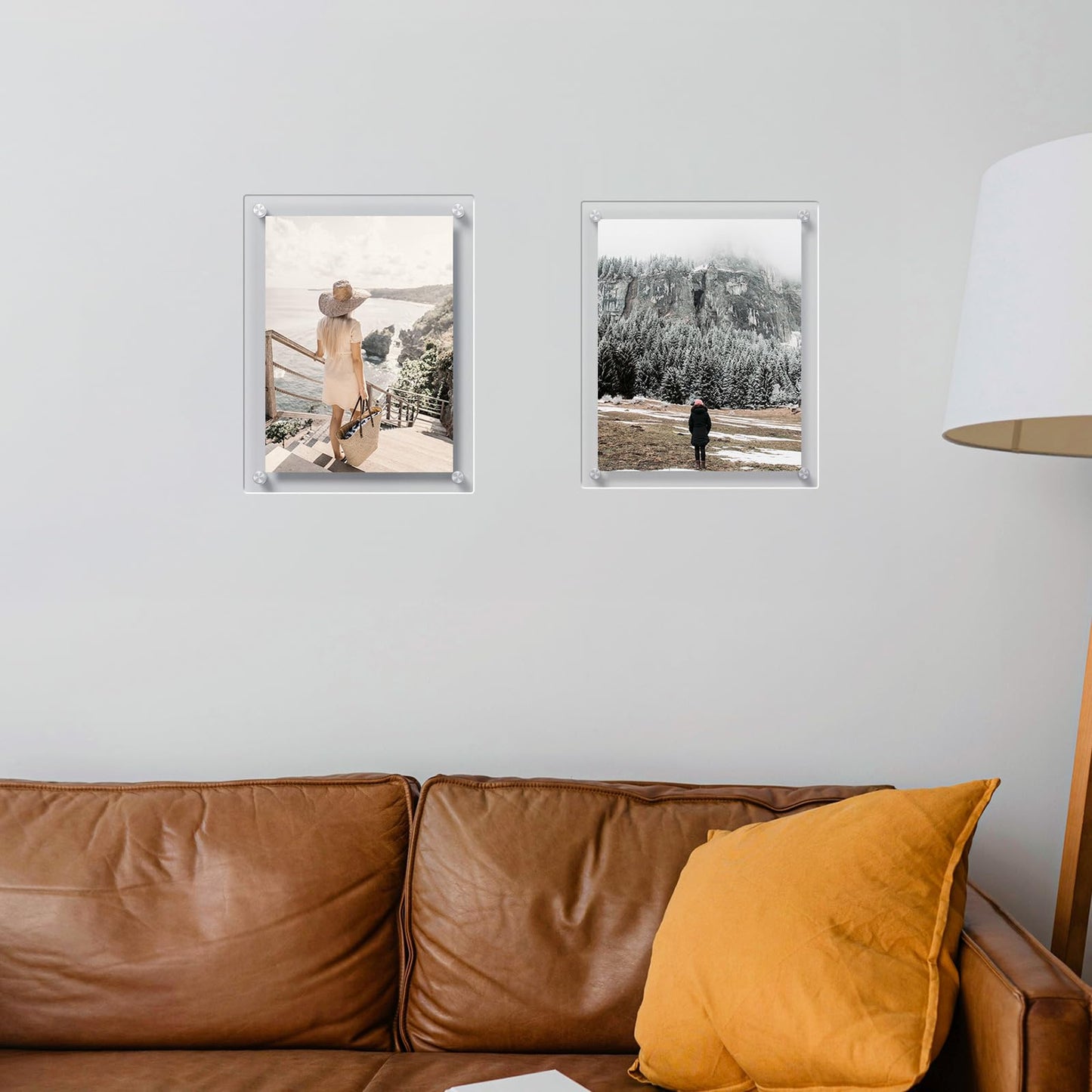 AITEE 8x10 Acrylic Picture Frames 4 Pack, Clear Picture Frames for Wall, Modern Frameless picture Frames Lucite Transparent Square Cubes Floating Hanging Photo Frame Gift for Home Office Display