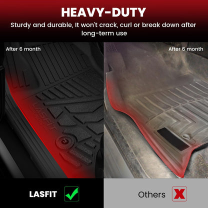 LASFIT Floor Mats for Ford F250 F350 F450 2017-2026 Crew Cab Front Bench Seat | Rear W/Fold-Flat Storage Carpet Floor Super Duty All Weather Protector TPE Car Floor Liner, 1st & 2nd Row, 2pcs Black