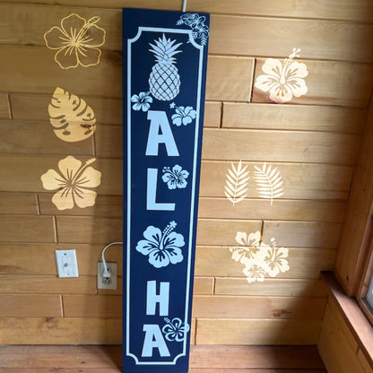 Hibiscus Leaf Stencils Flower Paint Stencil Tropical Leaves Palm Tree Nature Floral Art Craft Drawing Stencil for Painting on Wood Rock Wall Card Making Fabric Canvas Furniture Porch Paper (Hibiscus)