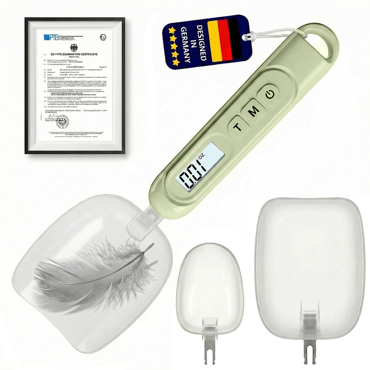 2026 Upgraded 2-In-1 Digital Measuring Spoon 【High-Precision 0.01oz/0.1g · Tested 10000+】 Baking Scale 【7-Unit】 Digital Kitchen Scale for Baking, Gram Scale for Weight Loss, Large & Small Scoop, Green