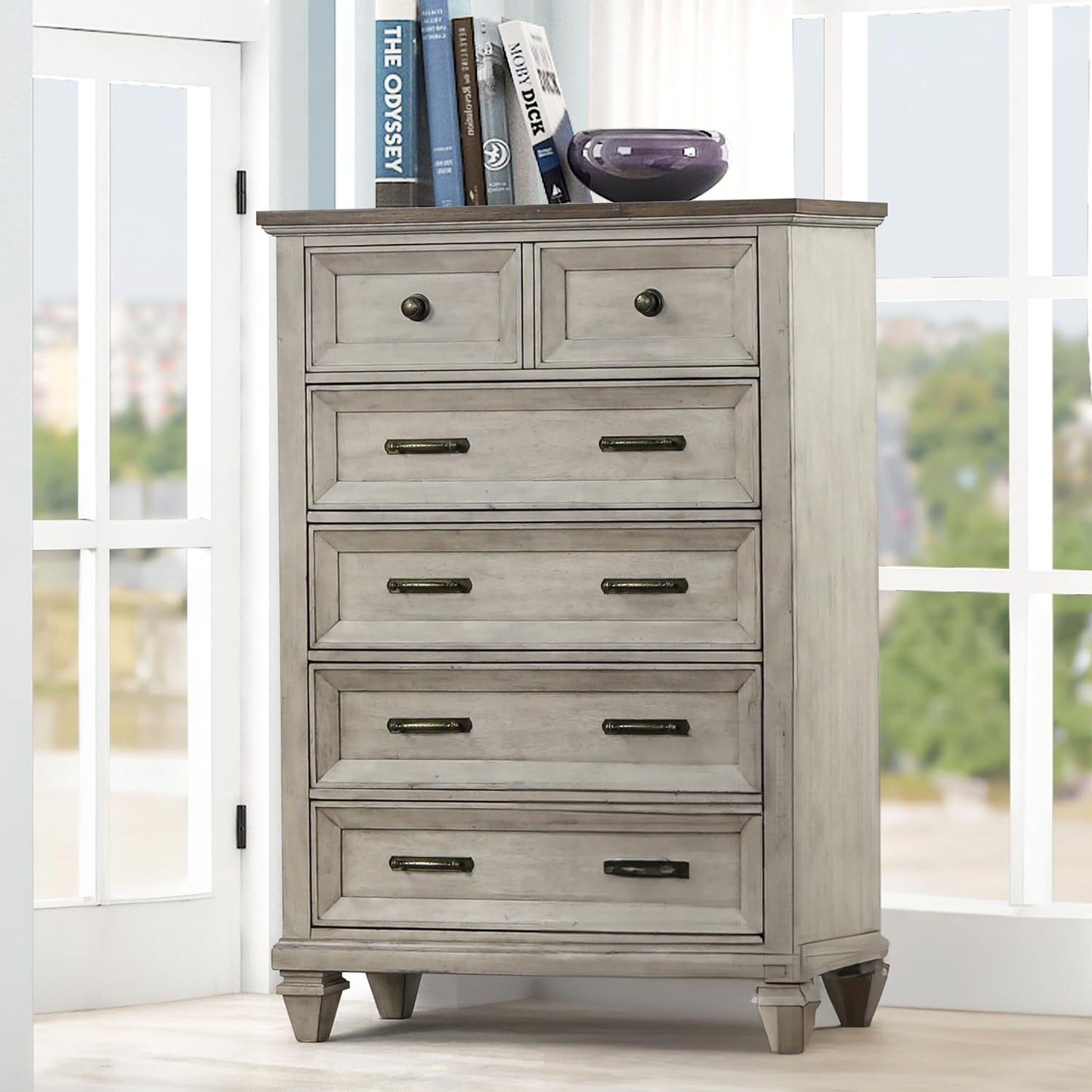 New Classic Furniture Mariana Wood 5-Drawer Chest, Vintage Creme