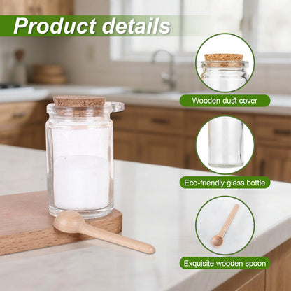 Bath Salt Container, 8.5oz/250ml Bath Salt Jar, Glass Jar with Lid And Spoon, Salts Glass Storage Containers With Spoon, with Bamboo Lids Scoop Airtight Spice Sugar Containers Jars for Candy Spice (8)