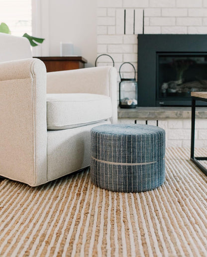 FRELISH DECOR Area Rug 6x9 feet - Premium Wool and Jute Blend Handwoven Rugs - Natural Fiber Chunky Stripe Design for Living Room, Bedroom, Hallways, Dining Area(6' x 9' - Natural Ivory)