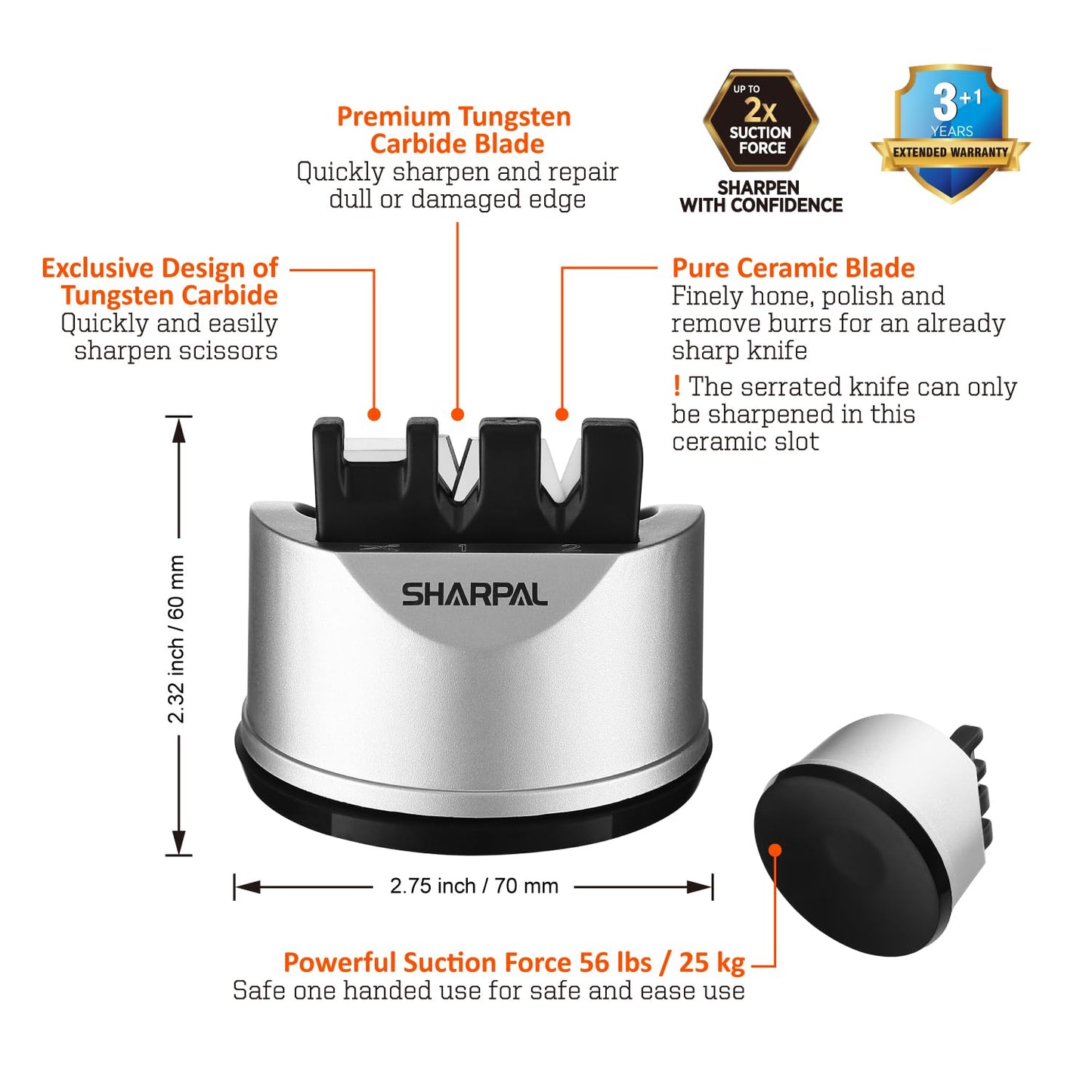 SHARPAL 191H Knife Scissors Sharpener | Repairs, Restores & Sharpens Straight, Serrated & Kitchen Knives – Versatile Sharpening Tool for Blades Mothers Day Gifts