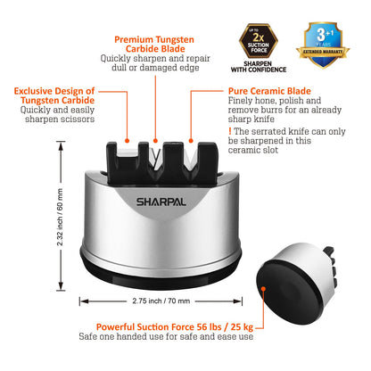 SHARPAL 191H Knife Scissors Sharpener | Repairs, Restores & Sharpens Straight, Serrated & Kitchen Knives – Versatile Sharpening Tool for Blades Mothers Day Gifts