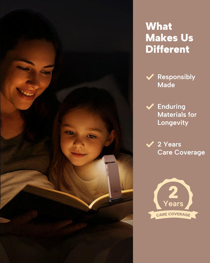 86lux Book Light, Rechargeable Clip-On LED Reading Light for Bed & Night Use - 3 Color Temperatures with Stepless Dimming, Ultralight Bookmark Design for Kids, Book Lovers, Grey