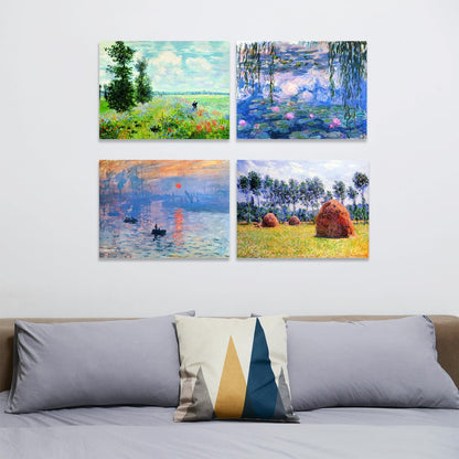 Muzagroo Art DIY Diamond Painting Kits for Adults, 5D Diamond Art Kits for Beginners Paint by Diamond, Monet Diamond Arts and Crafts for Living Room Bedroom 4 PCS Wall Art