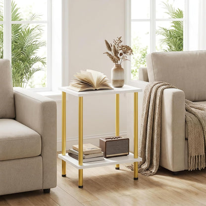 2-Layer DW09BZ01 HOOBRO End Table, Small Side Table, Nightstand with Storage Shelves, Sofa Table for Small Spaces