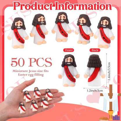 Bememo Mini Jesus Figures - 50 Pcs Christ Toys for Hide and Seek | Perfect Sunday School Party Favors (Red)