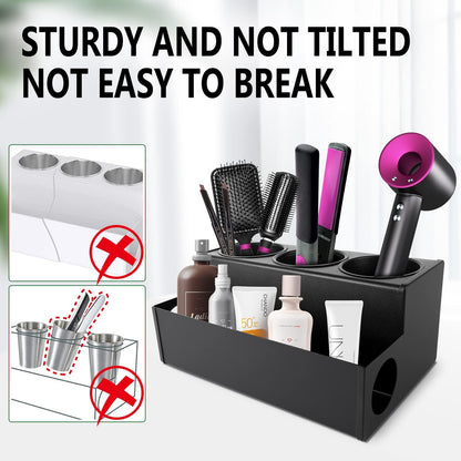 Hair Dryer Holder, Wall Mounted Hair Accessories Organizer for Bathroom Counter, Stainless Steel Storage