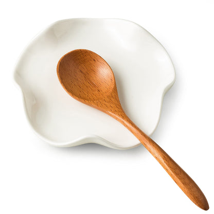 Miamolo Cute Spoon Rest for Stove Top, Ceramic Spoon Holder for Kitchen Counter, 5.3 Inches Coffee Spoon Holder Utensil Rest for Kitchen Gadget Cooking Gift Housewarming Wedding,Kitchen Decor, White