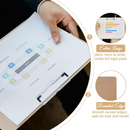 6 Pcs Large Size Clipboard Set, 11x17 Wooden Horizontal Clipboard with Low Profile Clips for Drawing, Sketching, and Art Boards
