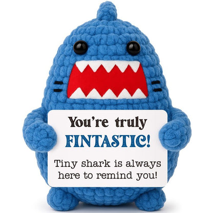 Positive Crochet Animals Shark Gift White Elephant Gifts for Adults Friends Christmas Secret Santa Gifts for Coworker Women Men Get Well Gag Emotional Positive Shark Appreciation Thinking of You