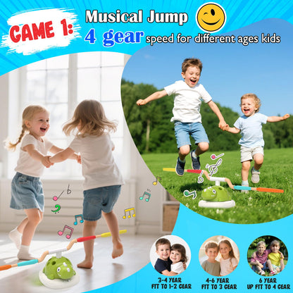 Dinosaur Rocket Launcher for Kids - 3 in 1 Outdoor Toys for Kids Ages 4-8: Stomp Rockets, Musical Jumping & Ring Toss Games with Remote Control - Outside Toys for 3-8 Year Old Boys Girls Birthday Gift