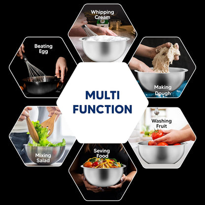 HIC Kitchen Mixing Bowl, Heavyweight 18/8 Stainless Steel, 6-Quart Capacity
