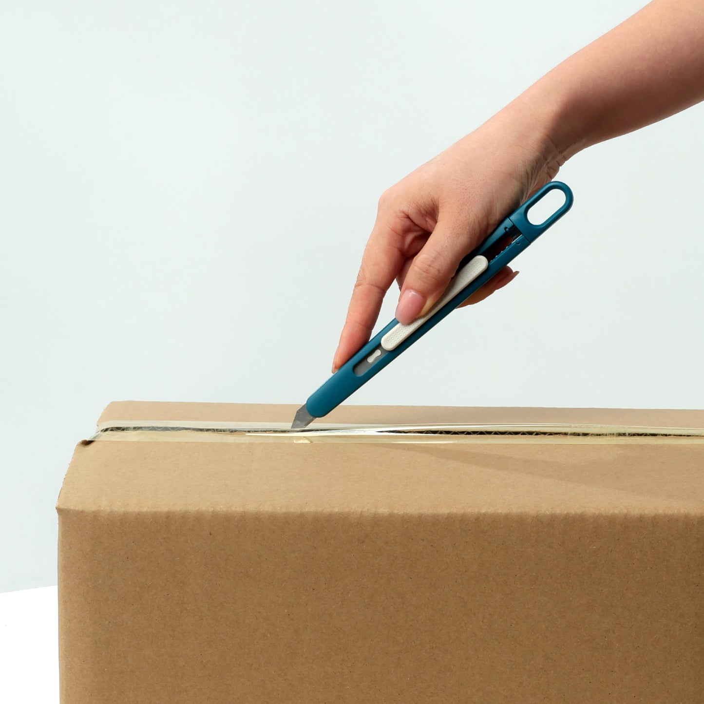 Precision Knife Safety Box Cutter - Self Retractable, Slim, Quick Adjustable Blade Length - Perfect for Trimming, Crafts, Packages and PCB Board Work, ldeal for Cast Vinyl Company (Teal)