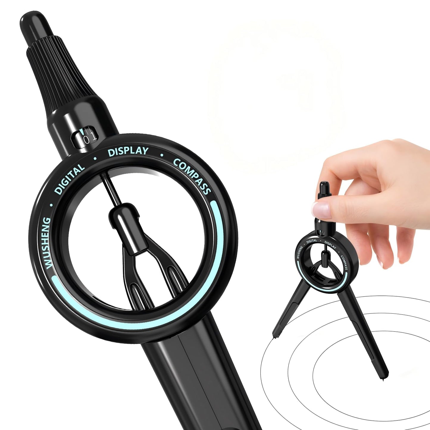 Compass Geometry Tool ROATEE Visible Radius Math Compass Compatible with 0.5mm Lead, School Supplies Student Woodworking Drafting Drawing Circle Tools Professional, Back to School Supplies