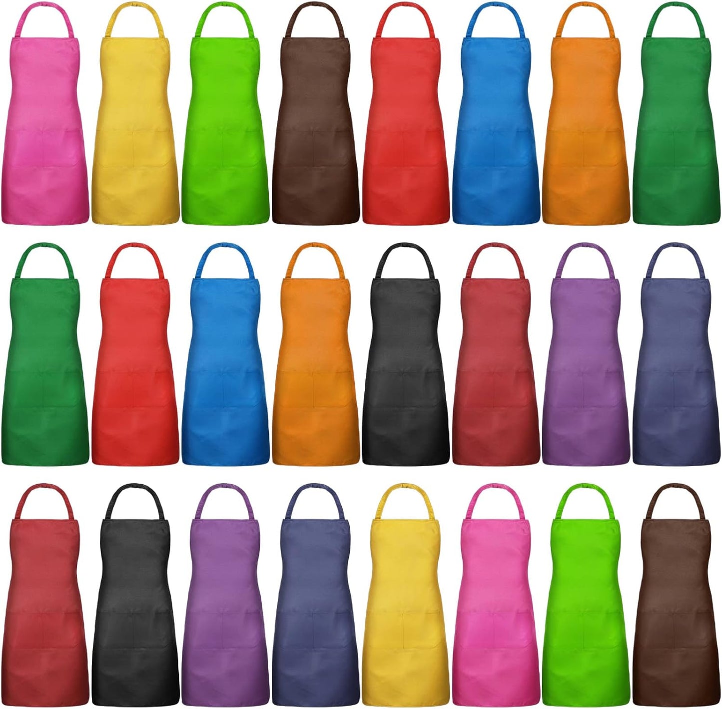 24 Pack Commercial Tarpop Bib Aprons Unisex Apron Resistant Apron Kitchen BBQ Crafting Aprons for Women Men Chef (Mixed
