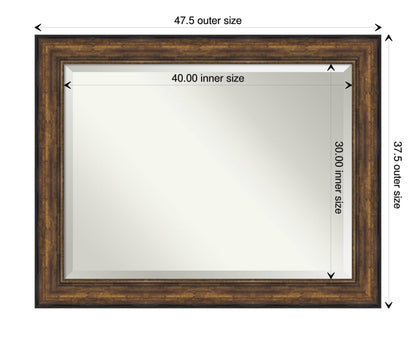 Amanti Art Bronze Wall Mirror 38x48 Ballroom Bronze Rectangle Bathroom Mirror for Wall Decor Living Room, X-Large Traditional Frame, Hangs Horizonally and Vertically, Bathroom Decor, Beveled Edge
