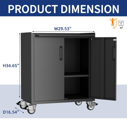 VIYET 2-Pack Rolling Garage Tool Cabinet,Heavy Duty Steel Rolling Tool Chest with Lockable Doors & Adjustable Shelves,Mobile Workshop Storage Cart for Garage Organization,Black