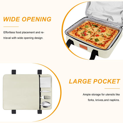 BBV Insulated Casserole Carrier for Hot or Cold Food, Food Warmer Bag Fits 9"x13" Baking Dish, Durable Nylon Leak Proof Food Containers for Travel, Potluck, Parties, Picnic, Cookouts (Beige)