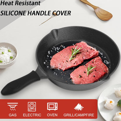 rincentd Pre-Seasoned Cast Iron Skillet Set - 3 Piece Frying Pan With Heat-Resistant Handles (6, 8, 10 Inch) for Frying, Saute, Pizza, Oven Safe (Black)