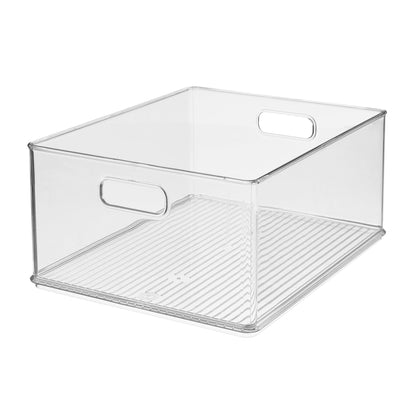 iDesign Recycled Plastic Stackable Storage Bin with Handles - Clear