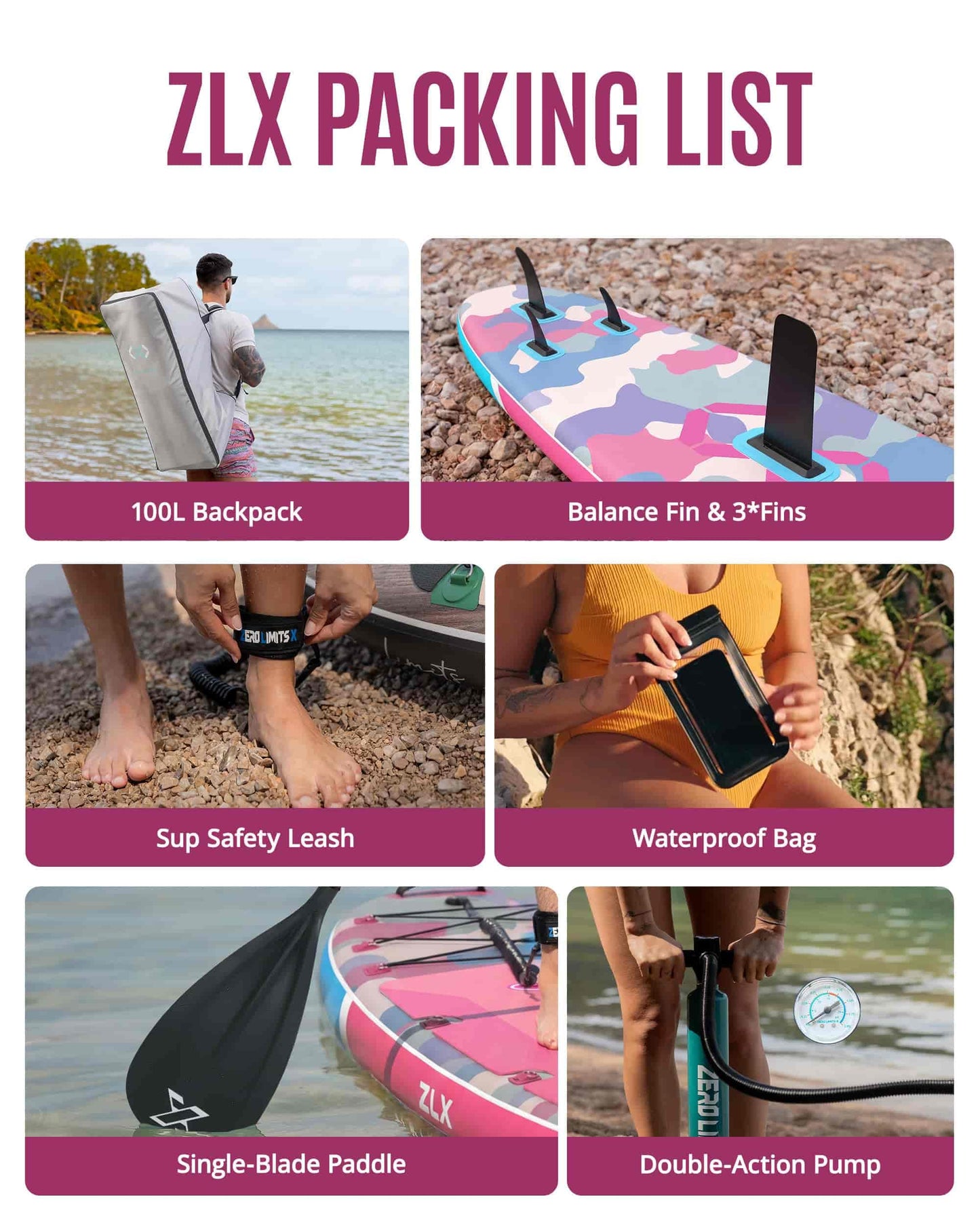 ZLX 11'6"x35" Ultra Wide Inflatable Stand Up Paddle Board | Stable Non-Slip Deck Pad, Unique Fin System, Premium SUP Accessories & Backpack - Upgraded Pump for Adults, All Skill Levels