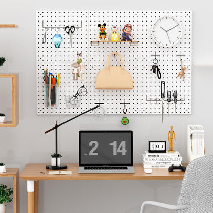 Daanxw Peg Board Kit, Includes Pegboard and Accessories,with Hooks and Bins,Peg Board Wall Organizer for Office,Ornaments Display,Crafts Organization (129, White)