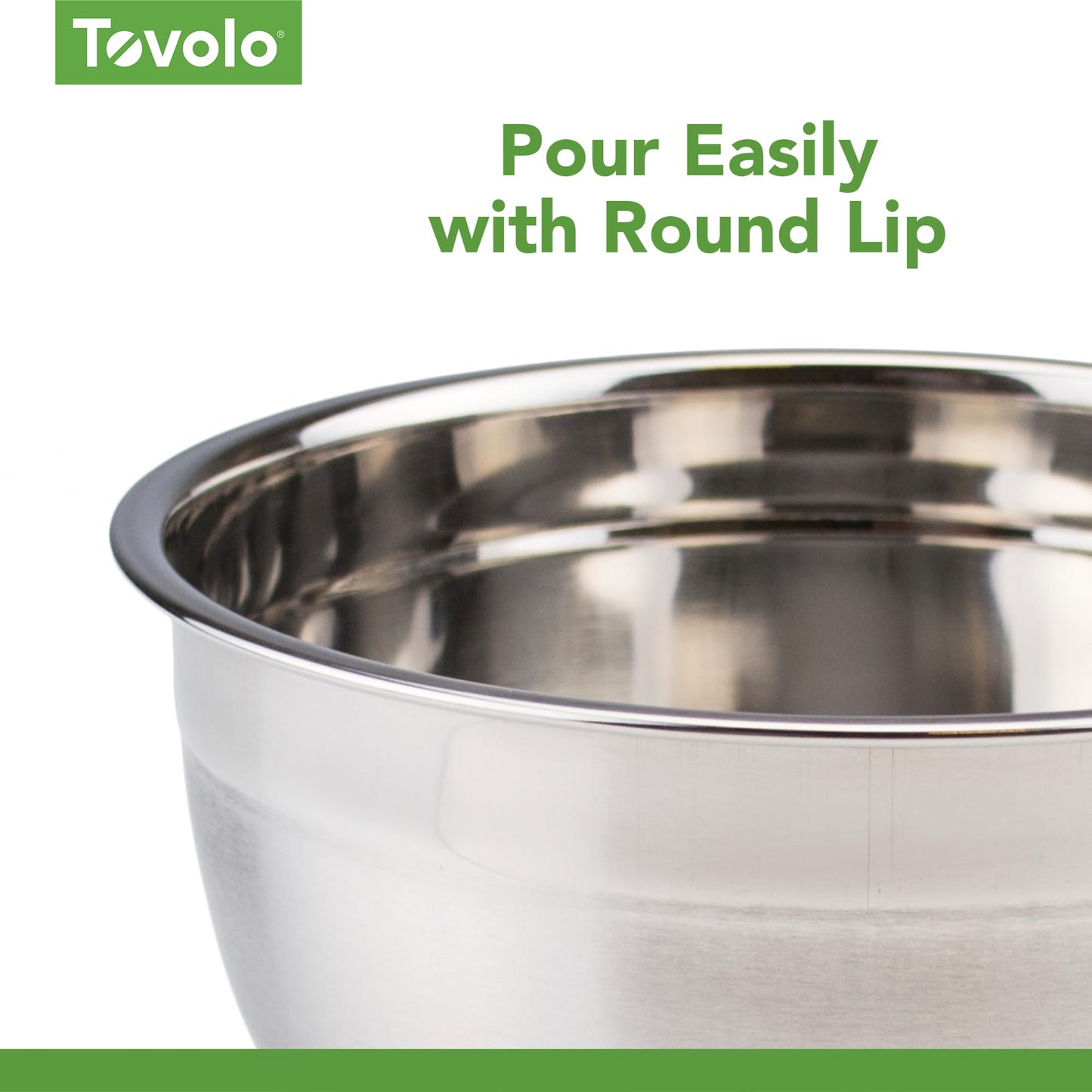 Tovolo Large Stainless Steel Mixing Bowl 5 Quart Metal Mixing Bowl for Baking Kitchen Prep with Easy Pour Rounded Lip, Dishwasher Safe Deep Metal Bowl Design for Salads, Popcorn, Kneading Bread Dough
