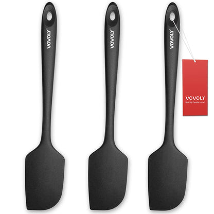 Silicone Spatula for Kitchen, 600°F Heat resistant Spatulas for Baking, Cooking, Scraping,and Mixing, Non Stick Kitchen Utensils, BPA Free, 11.2 IN, 3 Pack, Black