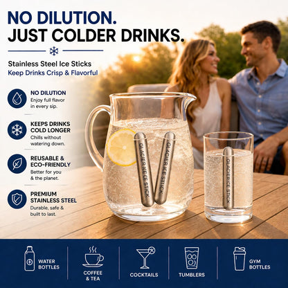Nzula Reusable Ice Sticks for Water Bottles – Stainless Steel Cooling Rods (4 Pack) | No Dilution Drink Chiller | Fits Tumblers & Gym Bottles