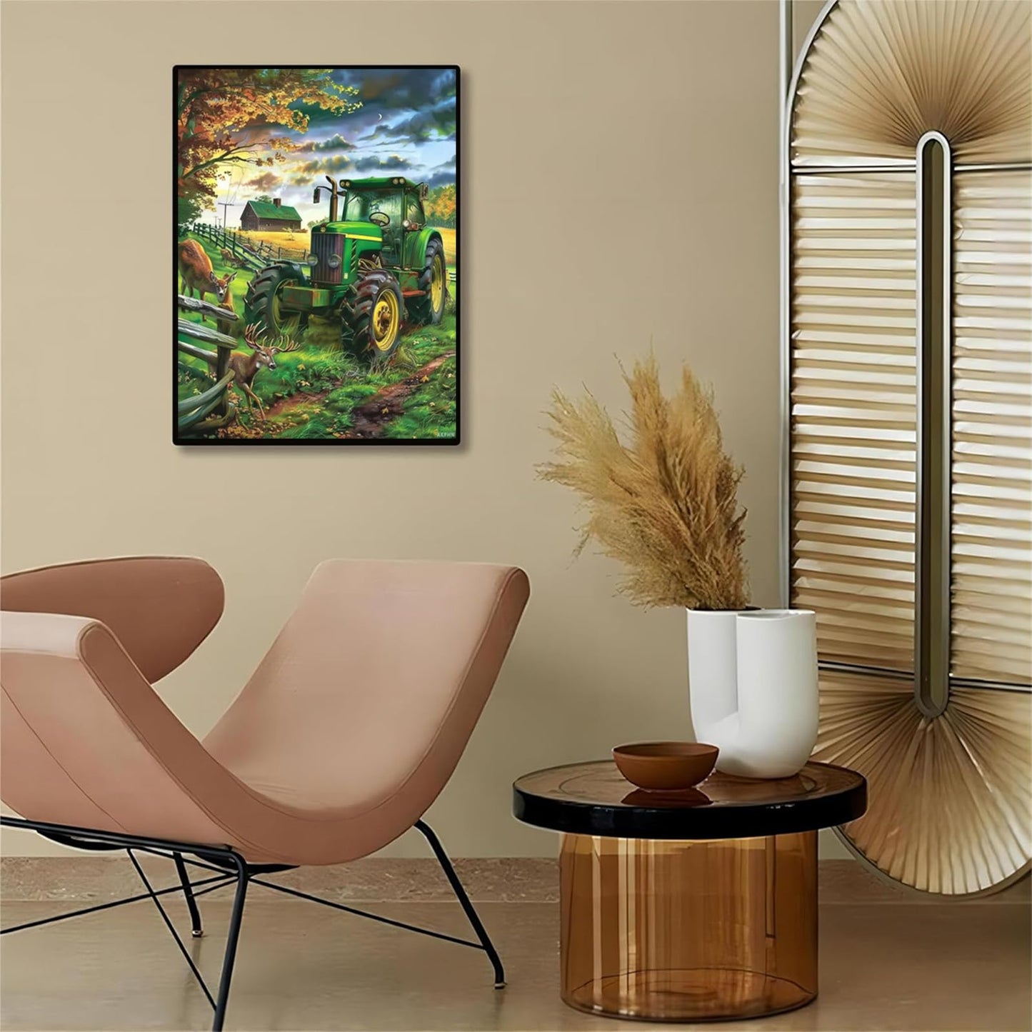 Tractor Deer Diamond Painting Kits for Adults, DIY 5D Vehicle Diamond Art Full Drill for Adult, for Beginner Home Wall Decor Gift 12x16in/30x40cm