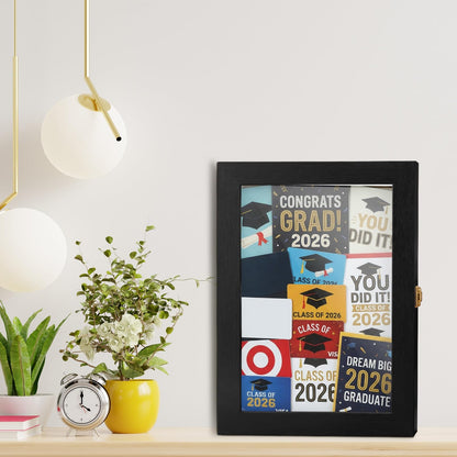 BrightRow Graduation Shadow Box Frame 11 x 14'' Large Wooden Graduation Shadow Boxes Display Cases Picture Frame Memory Box for Cap Gown Diploma Stole Cords Keepsake Award Medal Photo Grad Party Decor