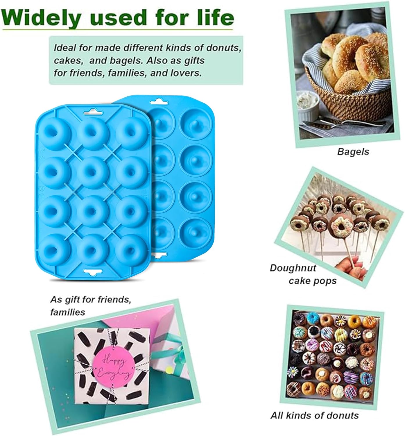 Silicone Donut Pan, Mini Baking Mold for Delicious Donuts, Heat Resistant, Non-stick Bottom, Easy to Clean