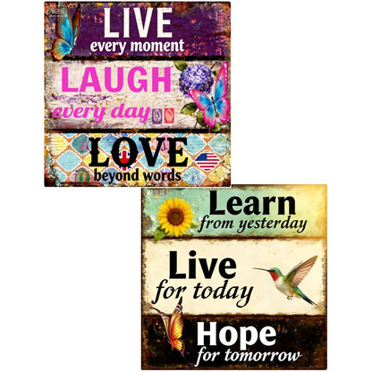 2 Packs Diamond Art Painting Kits for Adults, Live Love Hope 5D Diamond Painting Dots Art Kits for Adults , DIY Full Round Gem Crystal Art Paint by Diamond, Retro Style Home Wall Decor (green purple)