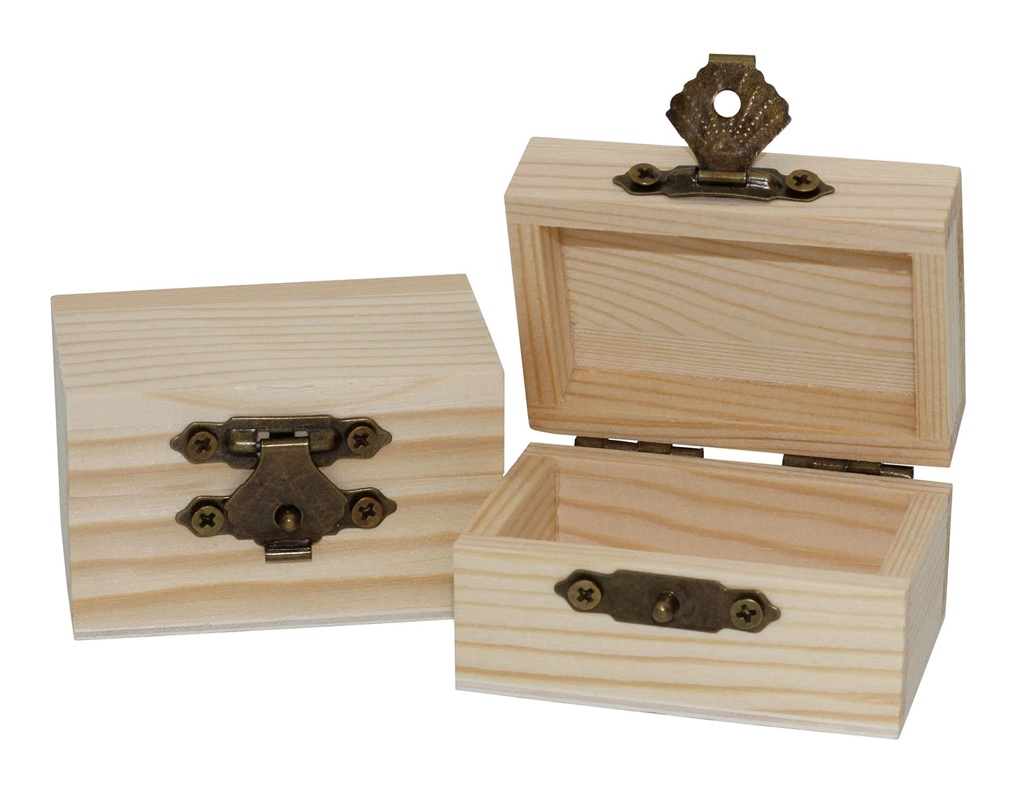Creative Hobbies 12-Pack Mini Wooden Treasure Boxes with Locking Clasp - Unfinished Wood Treasure Chest for Party Favors, DIY Projects, Home Decor, Props, 2.3 x 1.5 x 1.5 Inches